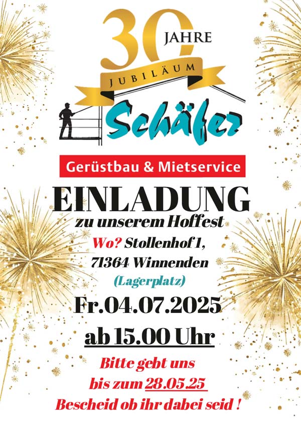Einladung 30 Jahre Jubiläum